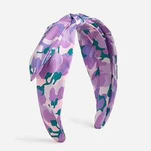 J Crew Lilac Purple Floral Satin Knot Bow Headband
